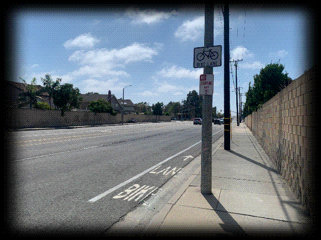 Start of Class II bikeway on Edinger Avenue at Ord Way