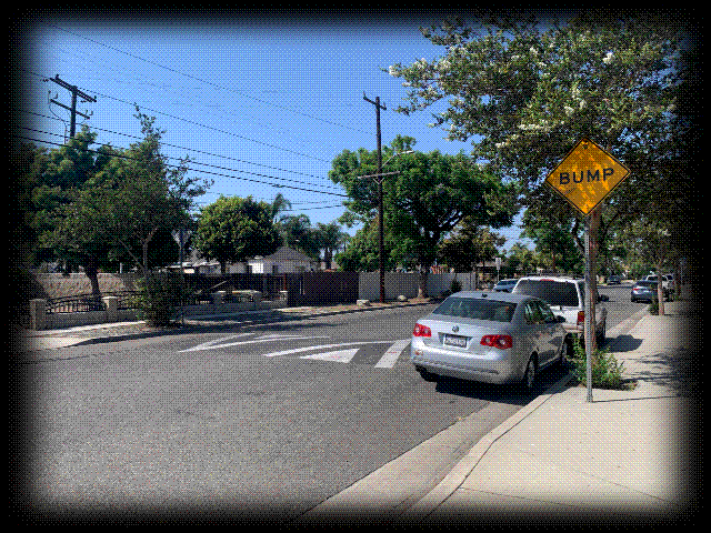 Speed hump on King Street in Santa Ana